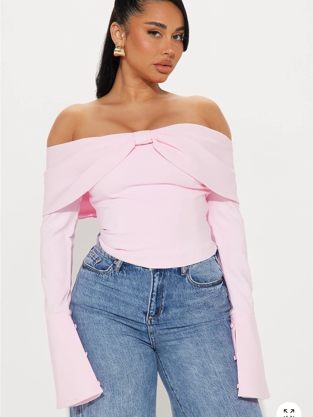 FashionNova baby pink off the shoulder top